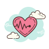 Santé: un coeur entre deux nuages